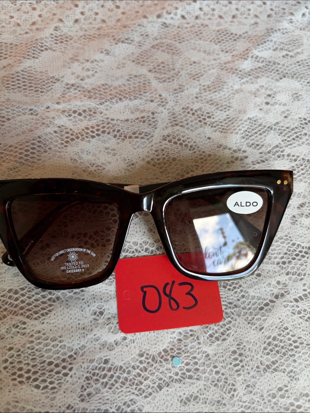 083,Aldo Tortoiseshell Cat-Eye Sunglasses with Brown Lenses